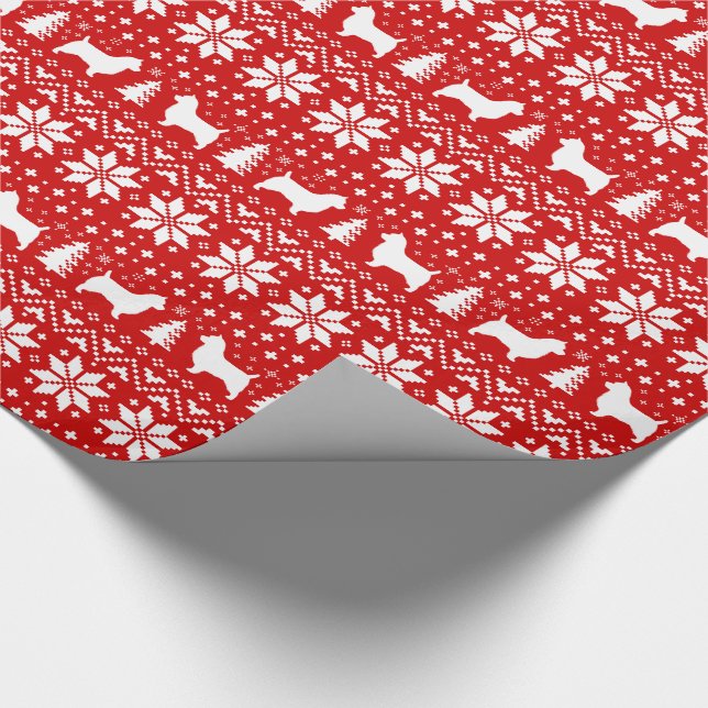 Papel De Presente Padrão de Natal australiano Terrier Silhouettes (Ponta)