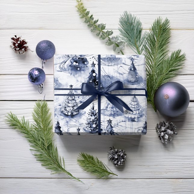 Papel De Presente Padrão de Natal Azul #3 ID1009 (Criador carregado)