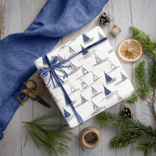 Papel De Presente Padrão de Natal Azul #5 ID1009