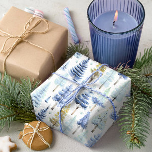 Papel De Presente Padrão de Natal Blue Gold #26 ID1009