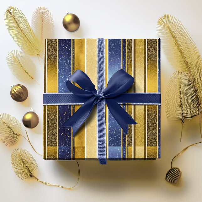 Papel De Presente Padrão de Natal Blue Gold #27 ID1009 (Criador carregado)