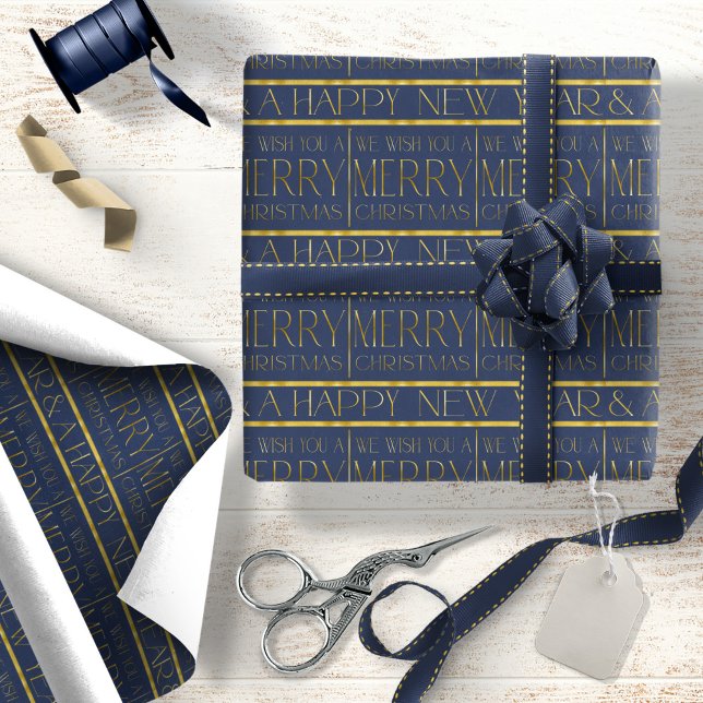 Papel De Presente Padrão de Natal Blue Gold #34 ID1009 (Criador carregado)