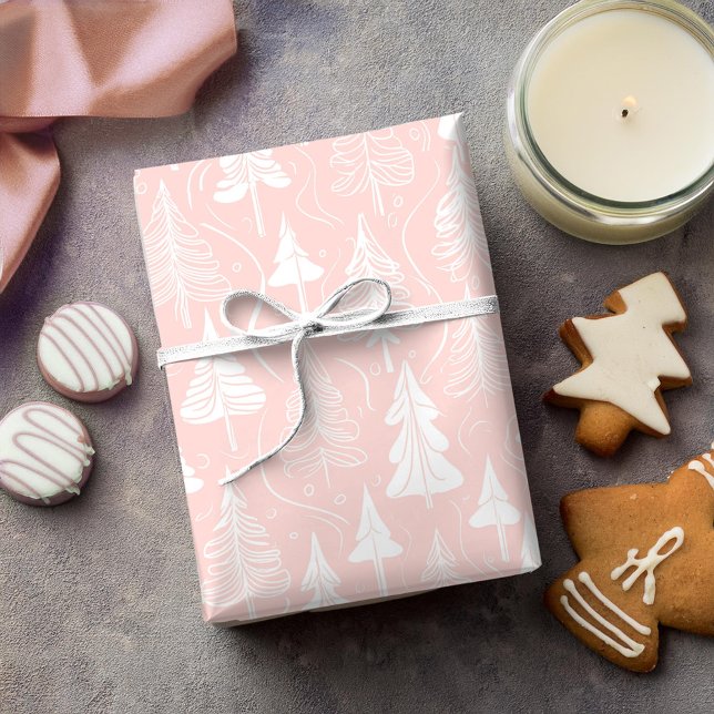 Papel De Presente Padrão de Natal Branco Rosa #6 ID1009 (Criador carregado)