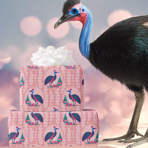 Papel De Presente Padrão de Natal Cassowary