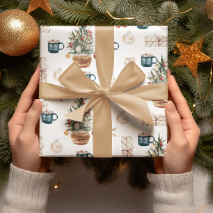 Papel De Presente Padrão de Natal Colorido da Trendy   Watercolor