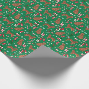 Papel De Presente Padrão de Natal com Retriever Dourado Vermelho em