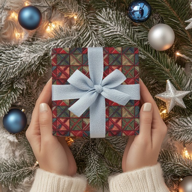 Papel De Presente Padrão de Natal Cruzado Vitoriano (Criador carregado)