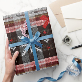 Papel De Presente Padrão de Natal da Xadrez Elegante