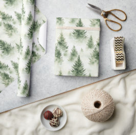 Papel De Presente Padrão de Natal de Árvore de Natal em Aquarela