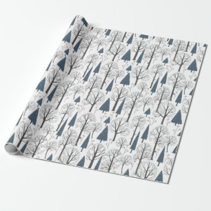 Papel De Presente Padrão de Natal de Árvores da Floresta de Inverno