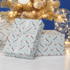 Papel De Presente Padrão de Natal de Aves Selvagens