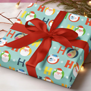 Papel De Presente Padrão de Natal de Boneco de Neve Ho Ho Ho Bonito