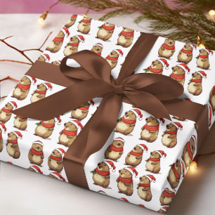 Papel De Presente Padrão de Natal de Capybara Cute