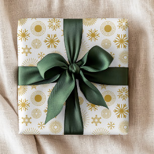 Papel De Presente Padrão de Natal de Floco de Neve em Ouro Branco de