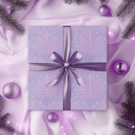 Papel De Presente Padrão de Natal de Floco de Neve Lilás Elegante
