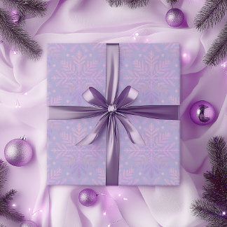 Papel De Presente Padrão de Natal de Floco de Neve Lilás Elegante