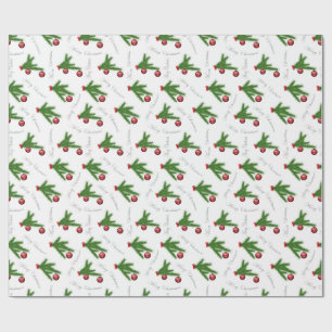 Papel De Presente Padrão de Natal de Galho de Pinheiro Elegante