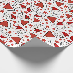 Papel De Presente Padrão de natal de Gatinho e Papai Noel