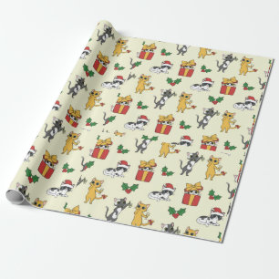 Papel De Presente Padrão De Natal De Gatinhos E Amigos Grumpy