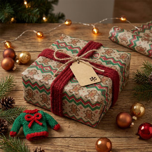 Papel De Presente Padrão de Natal de Homem de Biscoito de Gengibre T