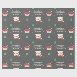 Papel De Presente Padrão de Natal de Lontra Fofa e Urso Polar
