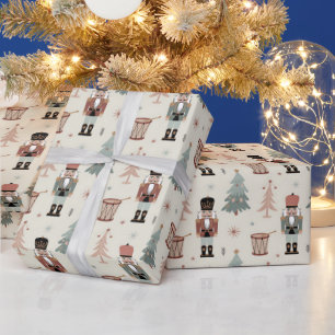 Papel De Presente Padrão de Natal de Noz-Moscada Neutro Pastel