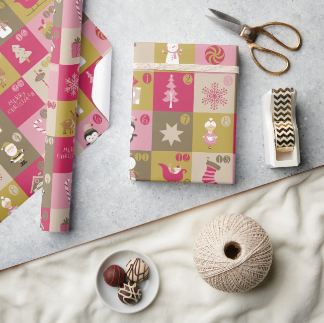 Papel De Presente Padrão de Natal de Patchwork de Férias Doce (Artesanato)