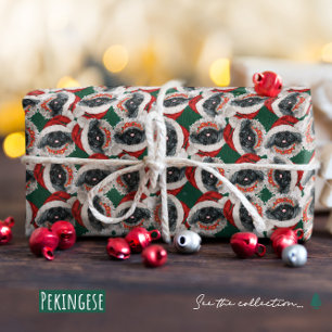 Papel De Presente Padrão de Natal de Pekingese engraçado