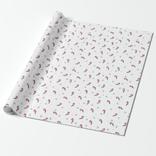 Papel De Presente Padrão de Natal de Pirulitos e Flocos de Neve