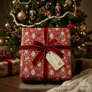 Papel De Presente Padrão de Natal de quebra-nozes vermelhos