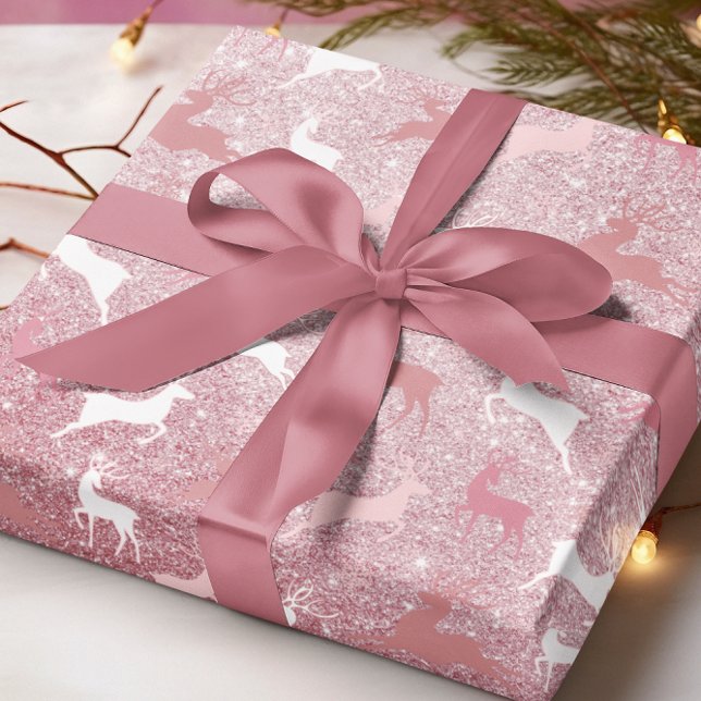 Papel De Presente Padrão de Natal de Rena Reluzente (Criador carregado)