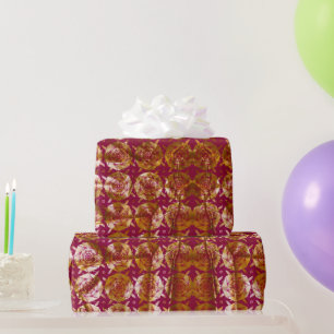 Papel De Presente Padrão de Natal de rosa cubista dourada