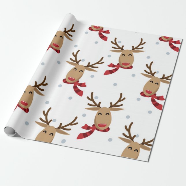 Papel De Presente Padrão de Natal de Rudolph Bonito (Desenrolado)