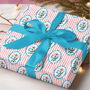 Papel De Presente Padrão de Natal de visco à água Coquette