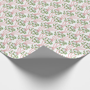 Papel De Presente Padrão de Natal de visco pendente vintage