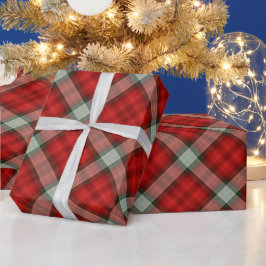 Papel De Presente Padrão de Natal de Xadrez vermelha e Cinza