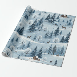 Papel De Presente Padrão de Natal design branco e azul
