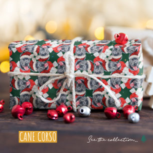 Papel De Presente Padrão de Natal Divertido de Cane Corso