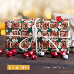Papel De Presente Padrão de Natal do Cocker Inglês Engraçado