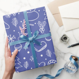 Papel De Presente Padrão de Natal do Dodle Azul - Divertido e Festiv