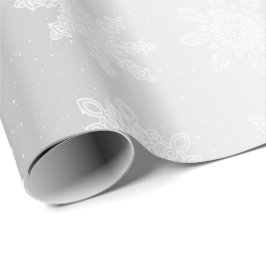 Papel De Presente Padrão de Natal do Floco de Neve Branco e Silver E
