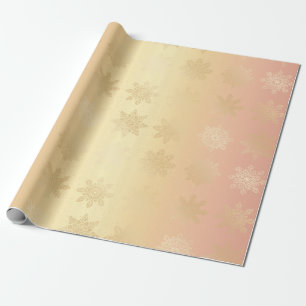 Papel De Presente Padrão de Natal do Floco de Neve Dourado e Cobre E