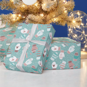 Papel De Presente Padrão de Natal do inverno em Mint