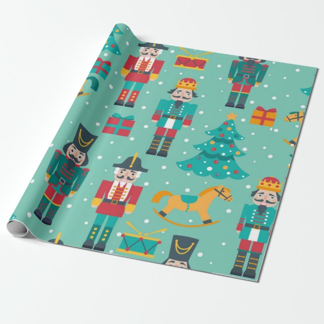 Papel De Presente Padrão de Natal do Noz-Cracker (Desenrolado)