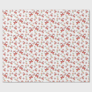 Papel De Presente Padrão de Natal do Papai Noel Flamingo Tropical