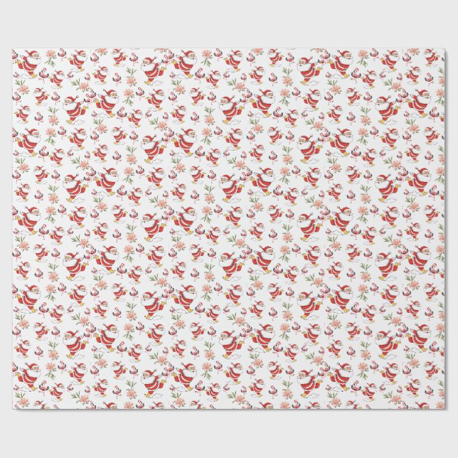 Papel De Presente Padrão de Natal do Papai Noel Flamingo Tropical (Aberto)