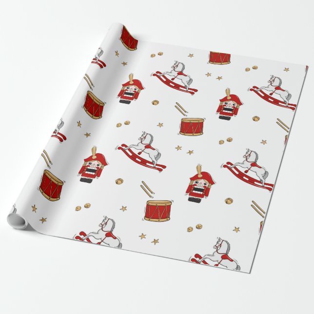 Papel De Presente padrão de Natal do Quebra-Nozes (Desenrolado)