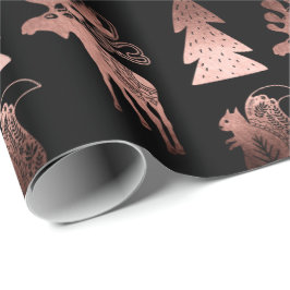 Papel De Presente Padrão de Natal elegante de rosa de cobre