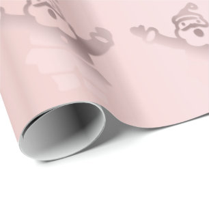 Papel De Presente Padrão de Natal Elegante do Papai Noel Dourado