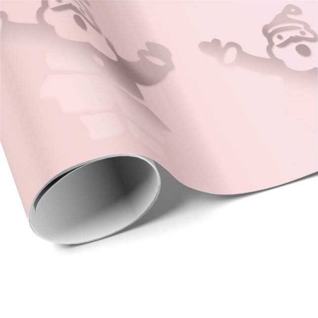 Papel De Presente Padrão de Natal Elegante do Papai Noel Dourado (Ponta do rolo)